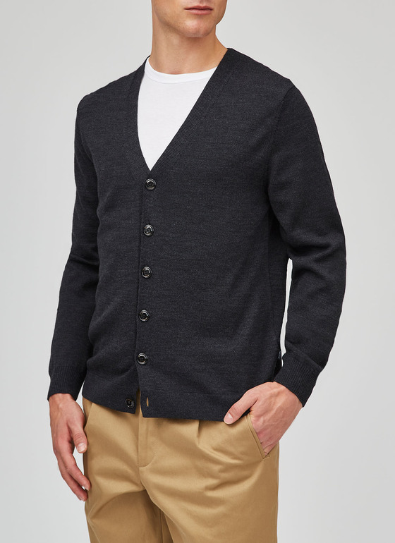 Strick Cardigan 1/1 Arm Anthrazit Frontansicht