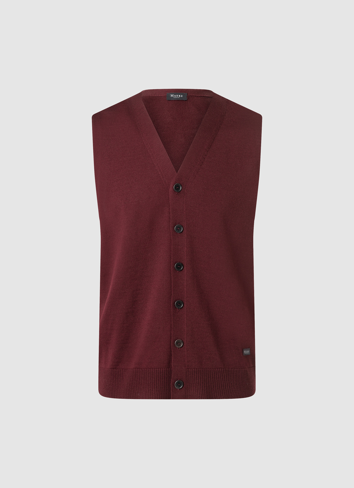 Superwash Strickweste Merinowolle, Barolo Wine Frontansicht