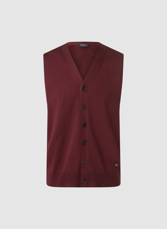 Superwash Strickweste Merinowolle Barolo Wine Frontansicht