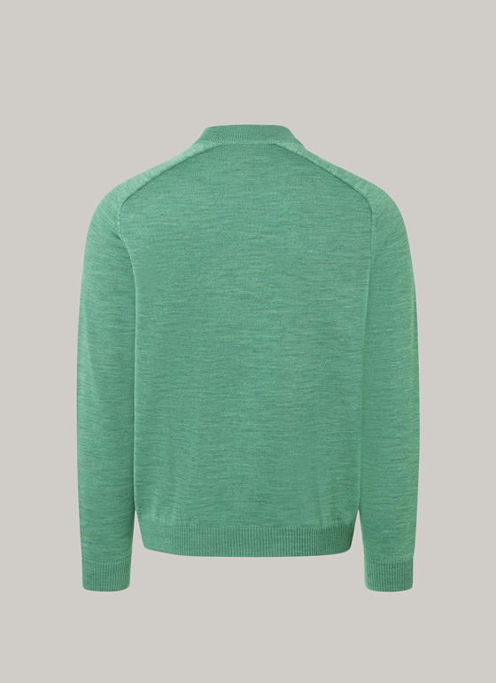 Strickjacke Zip 1/1 Arm Eucalyptus Leaf Frontansicht