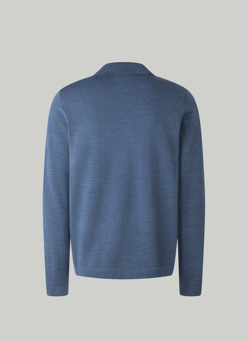 Strickjacke Zip 1/1 Arm, Nimes Blue Rückansicht