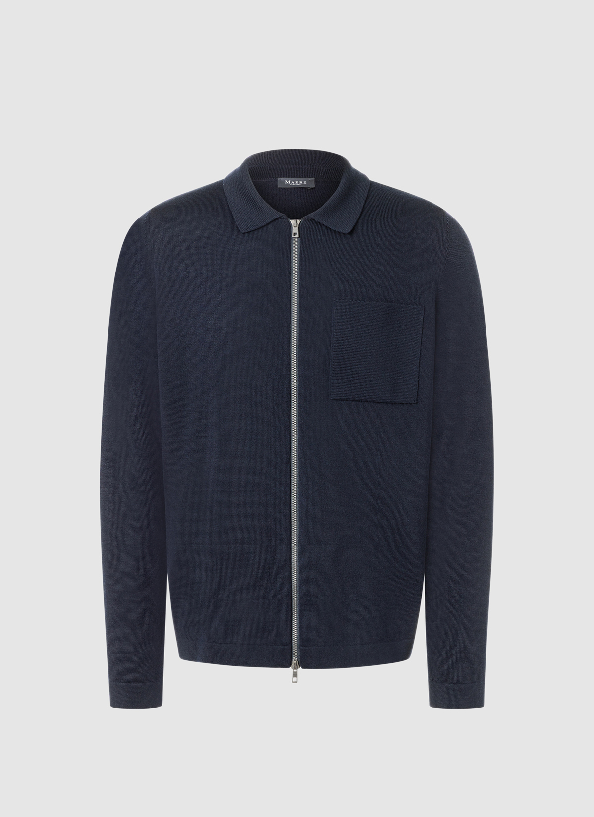 Strickjacke Zip 1/1 Arm, Navy Frontansicht