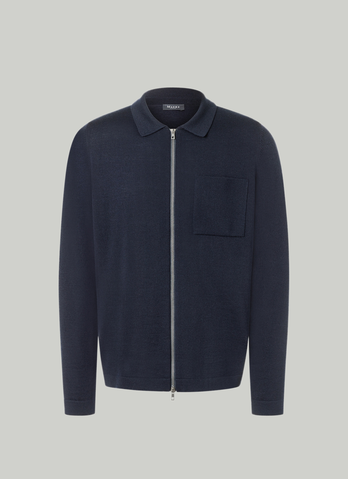 Strickjacke Zip 1/1 Arm, Navy Detailansicht 2