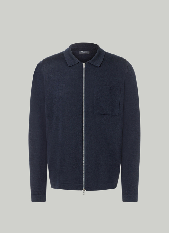 Strickjacke Zip 1/1 Arm Navy Frontansicht