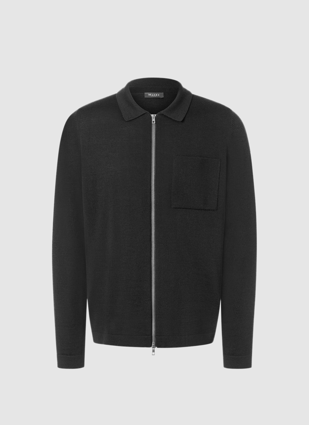 Strickjacke Zip 1/1 Arm, Anthrazit Frontansicht