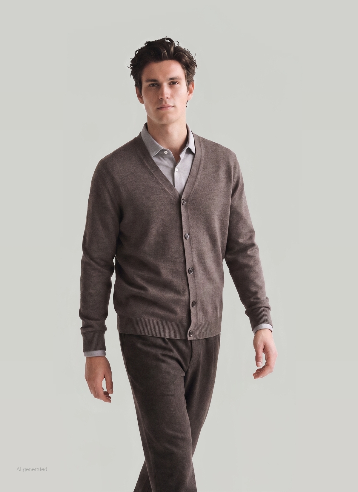 Strick Cardigan 1/1 Arm, Brownie Frontansicht