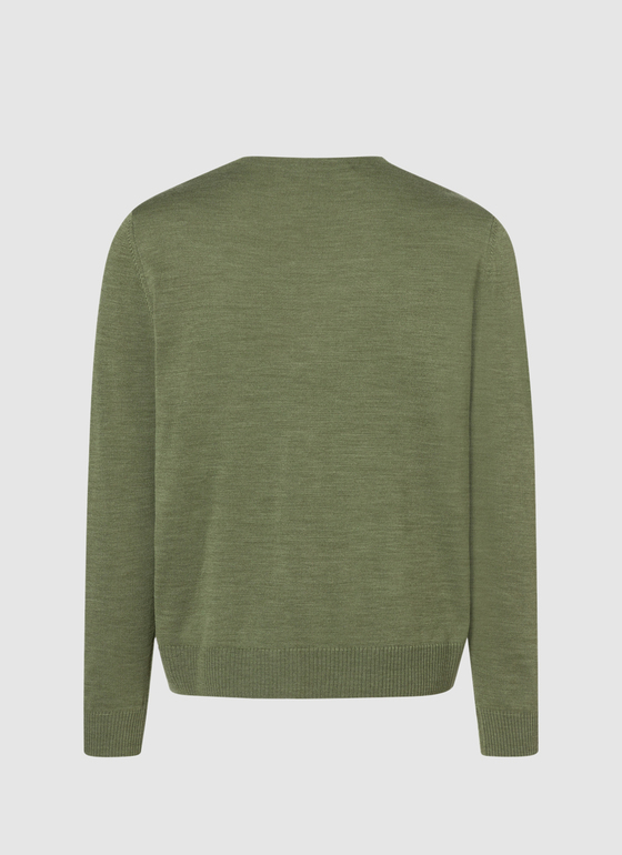 Strick Cardigan 1/1 Arm Green Hummus Frontansicht