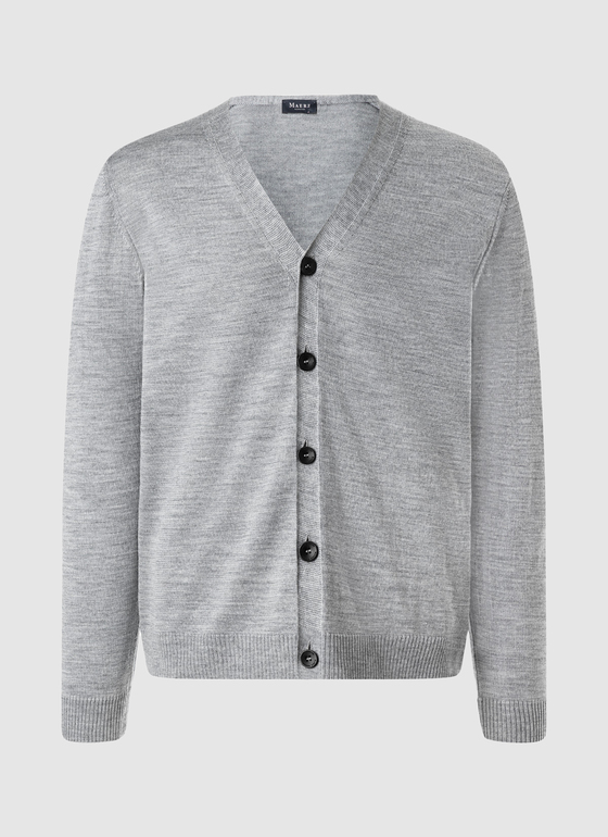 Strick Cardigan 1/1 Arm Mercury Grey Frontansicht