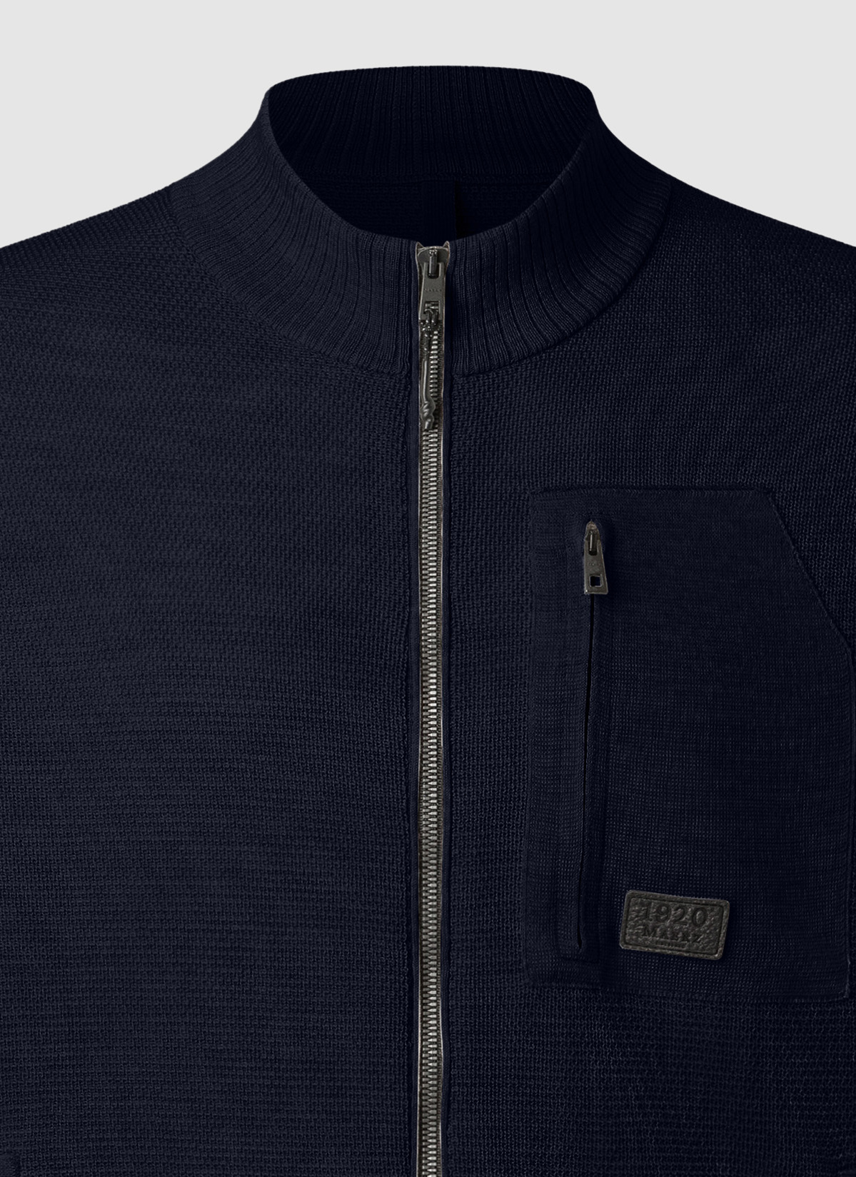 Strickjacke Zip 1/1 Arm, Navy Detailansicht 1
