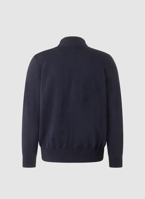 Strickjacke Zip 1/1 Arm Navy Frontansicht