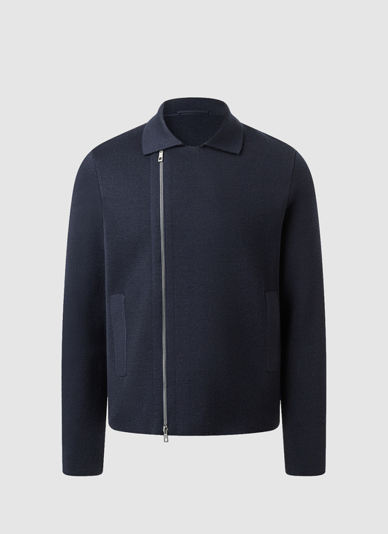 Strickjacke Zip 1/1 Arm Navy Frontansicht