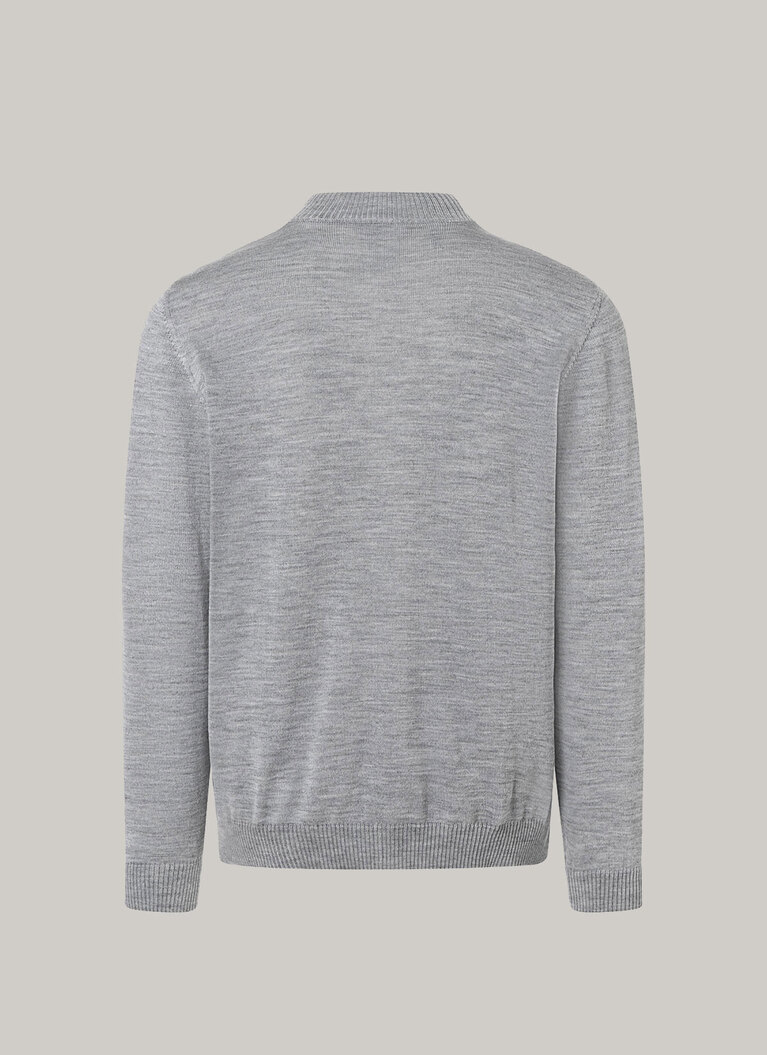 Strickjacke Zip 1/1 Arm, Mercury Grey Rückansicht