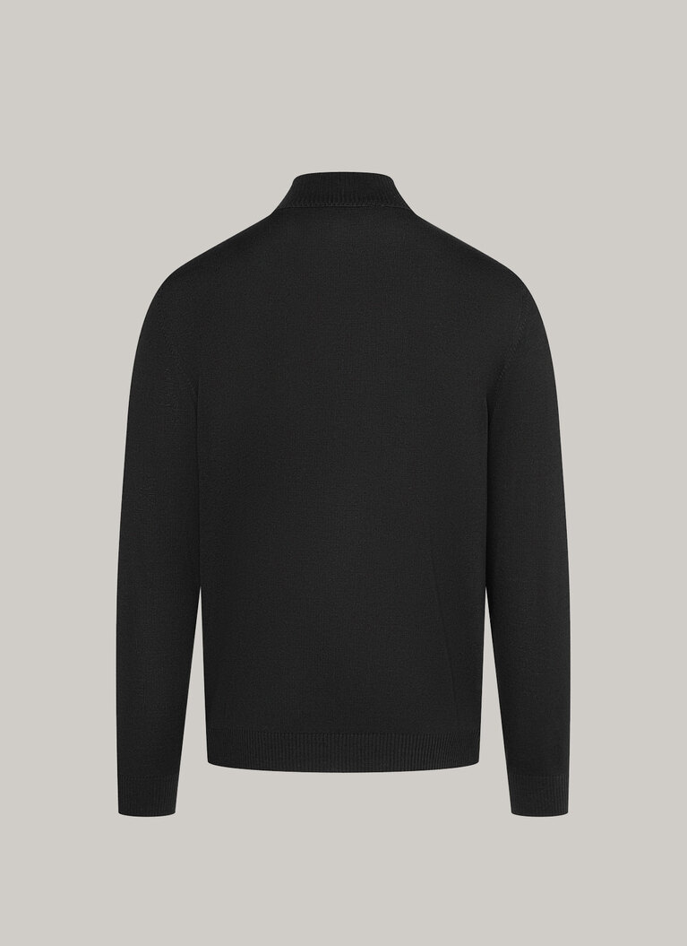 Strickjacke Zip 1/1 Arm, Black Rückansicht