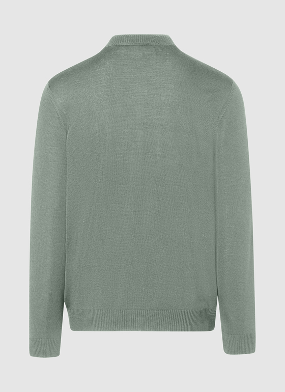 Strickjacke Zip 1/1 Arm Foggy Teal Frontansicht