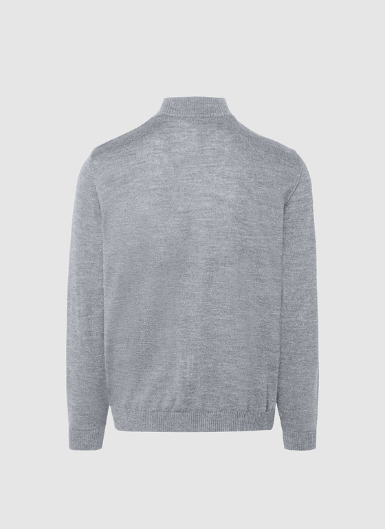 Strickjacke Zip 1/1 Arm Mercury Grey Frontansicht