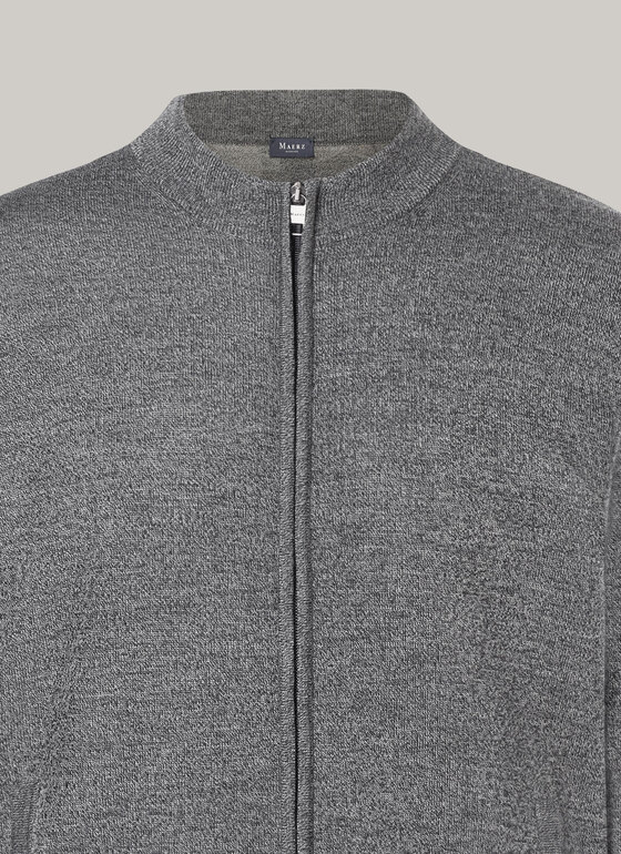 Strickjacke Zip 1/1 Arm Pebbles Frontansicht