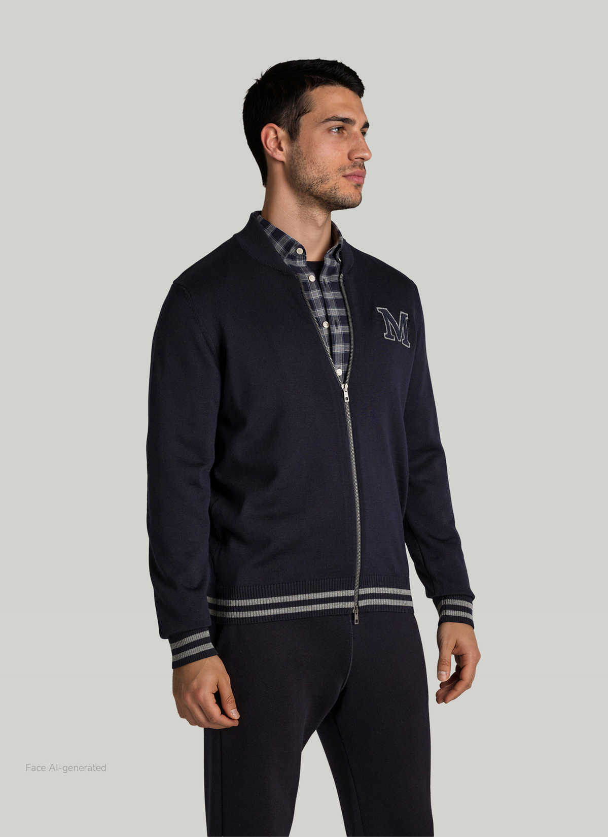 Strick Cardigan 1/1 Arm, Navy Frontansicht