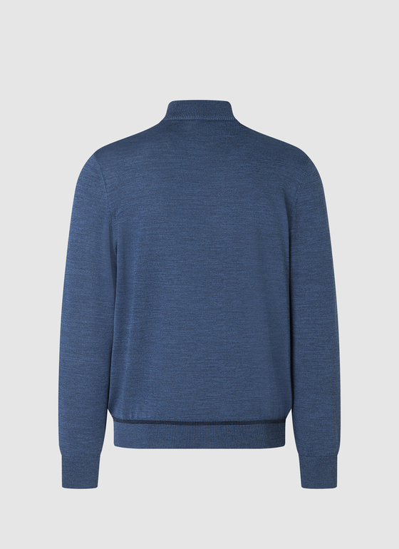 Strickjacke Zip 1/1 Arm Deep Sea Frontansicht