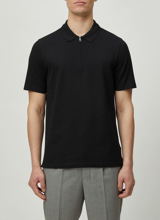 Shirt Polohemd, Knopf 1/2 Arm Black Frontansicht