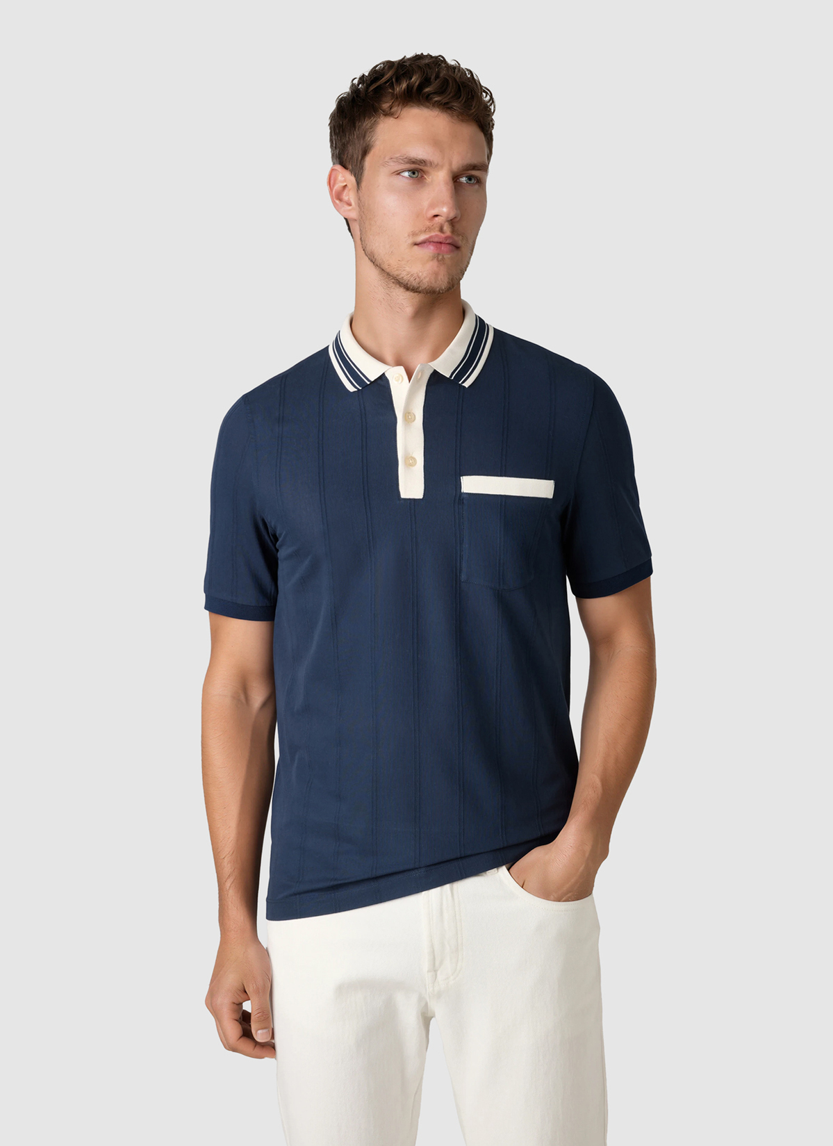 Poloshirt, Dawn Blue Frontansicht