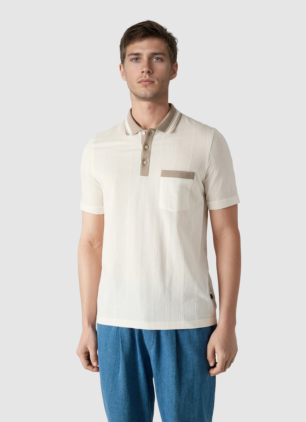 Poloshirt, Off White Frontansicht