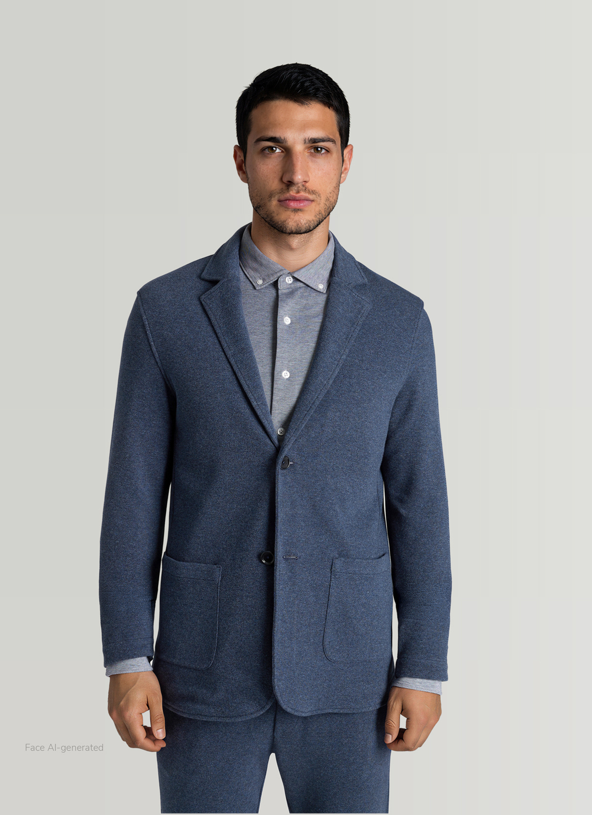 Strick Blazer, Nimes Blue Frontansicht