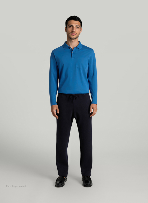 Poloshirt 1/1 Arm Medium Blue Frontansicht