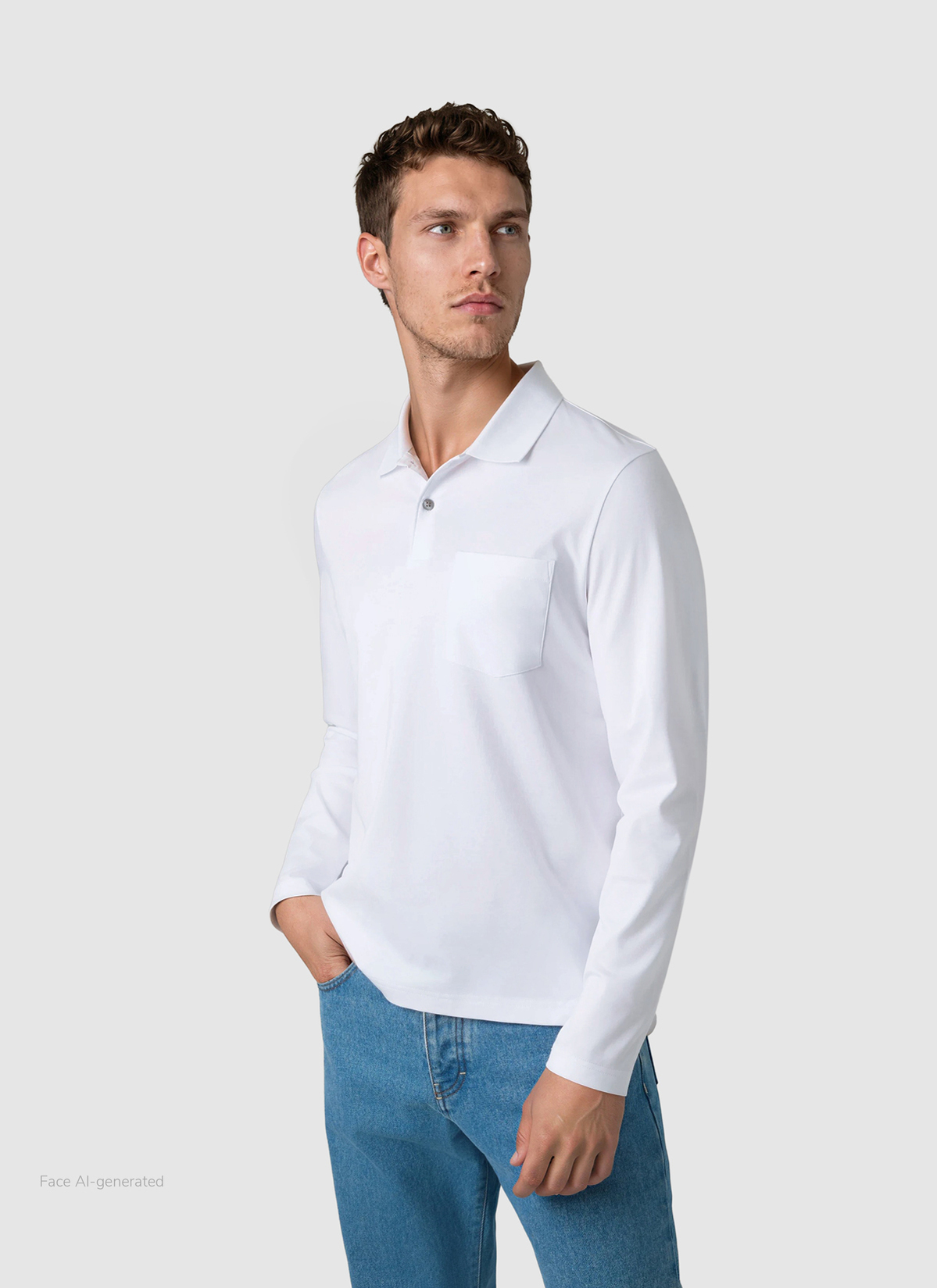 Poloshirt 1/1 Arm, Pure White Frontansicht