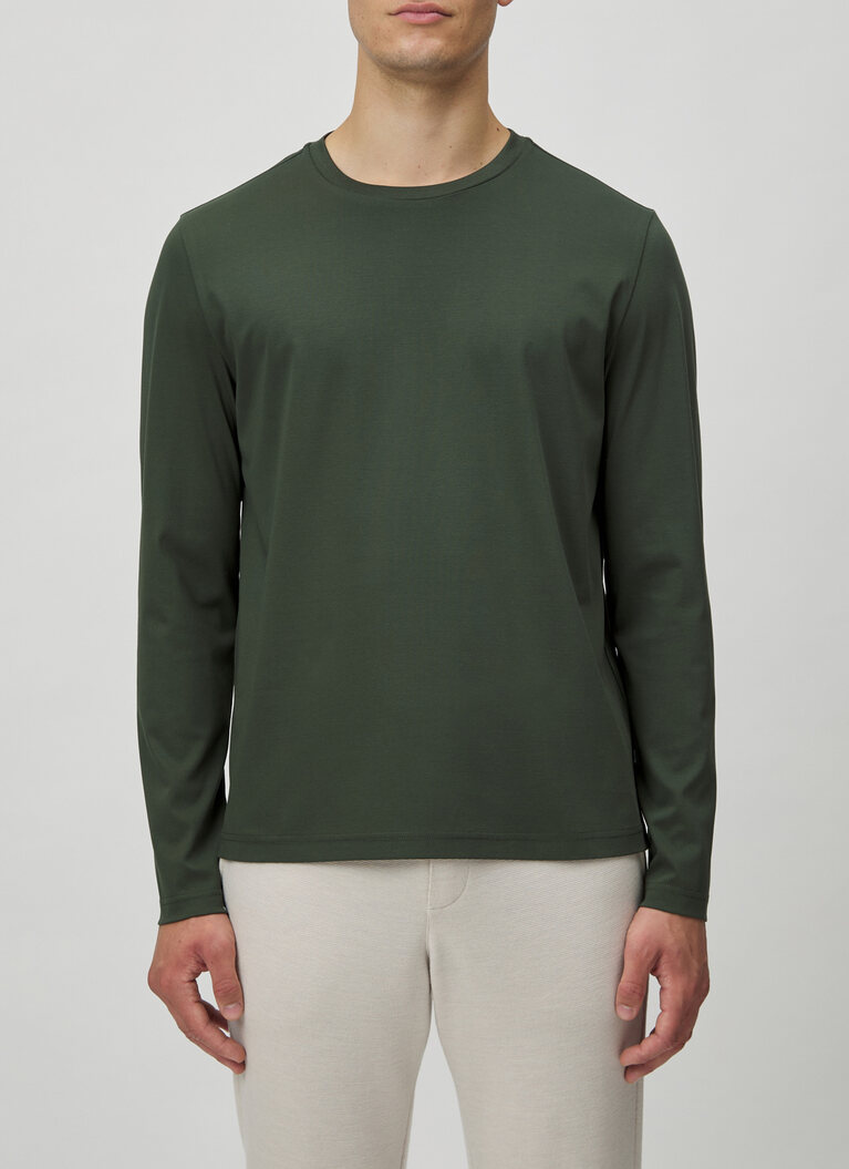 Longsleeve 1/1 Arm, Dark Green Frontansicht