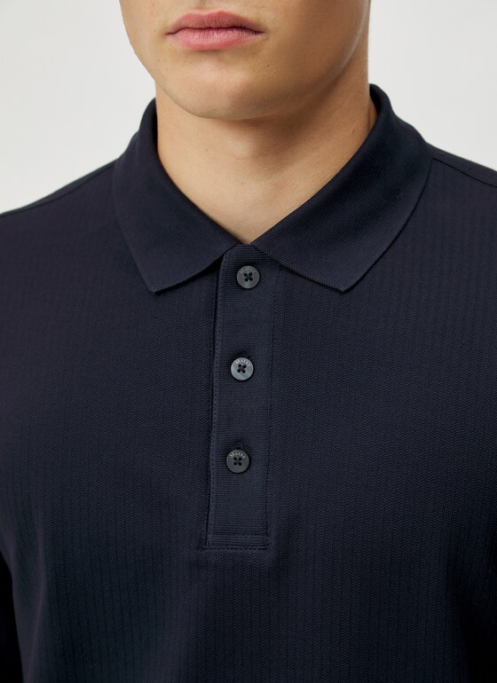 Shirt Polohemd Zip Navy Frontansicht