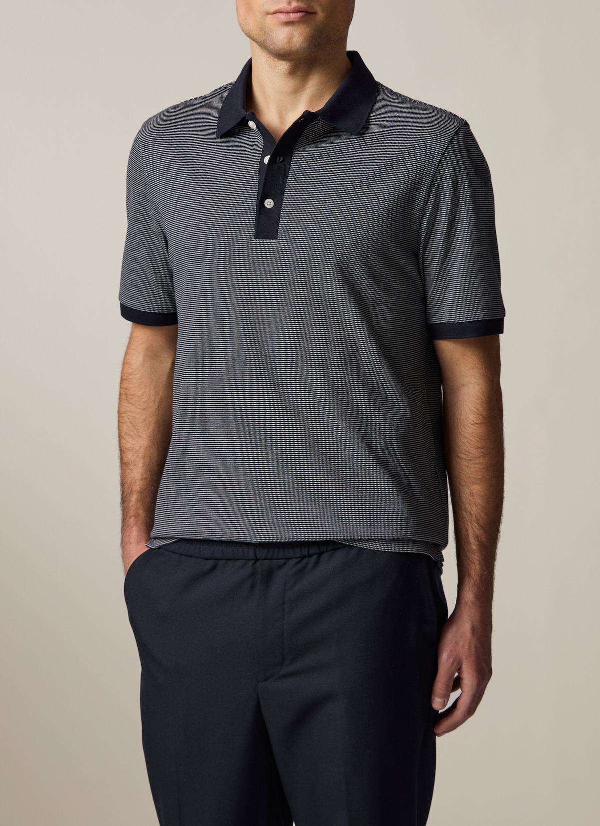 Poloshirt, Marine Frontansicht