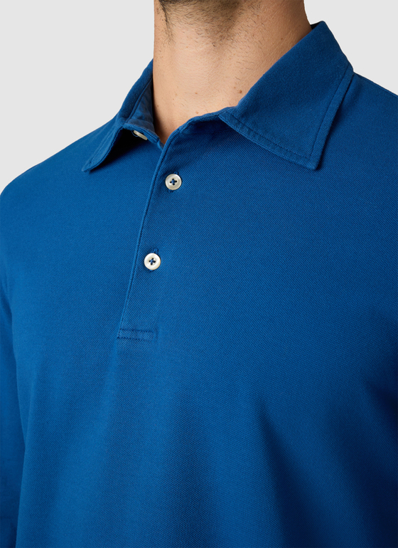 Poloshirt 1/1 Arm Medium Blue Frontansicht