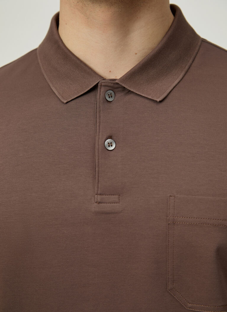 Poloshirt, Knopf 1/2 Arm, Chocolate Detailansicht 2