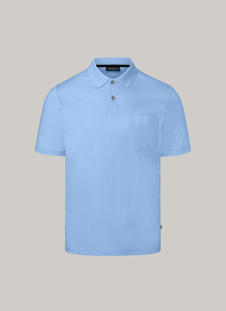 Poloshirt, Knopf 1/2 Arm, Water Blue Frontansicht