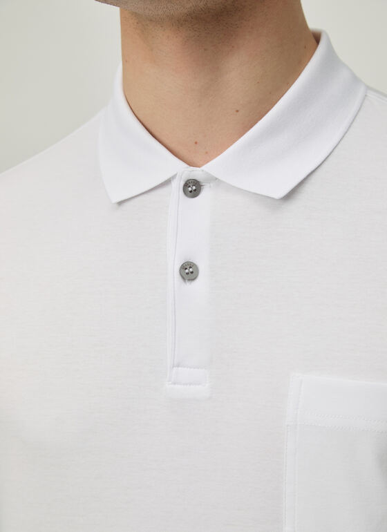 Poloshirt, Knopf 1/2 Arm Pure White Frontansicht