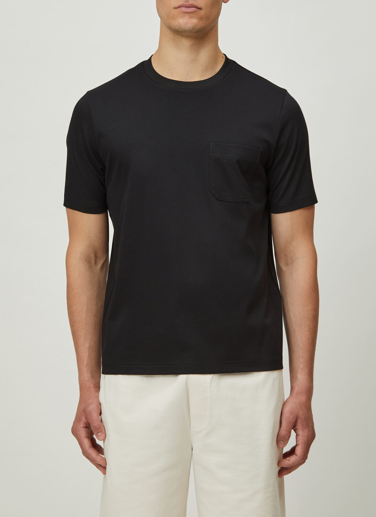 T-Shirt Rundhals 1/2 Arm, Black Frontansicht