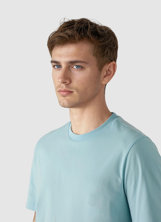 T-Shirt Rundhals 1/2 Arm Bright Aqua Frontansicht