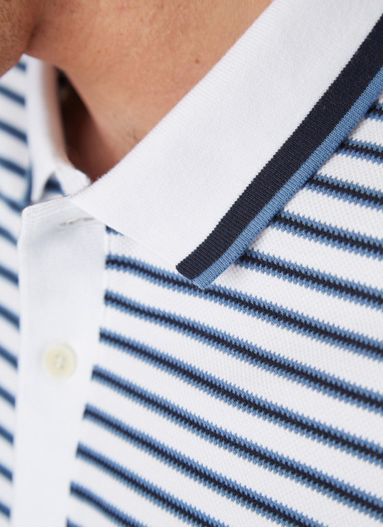 Poloshirt, Knopf 1/2 Arm Pure White Frontansicht