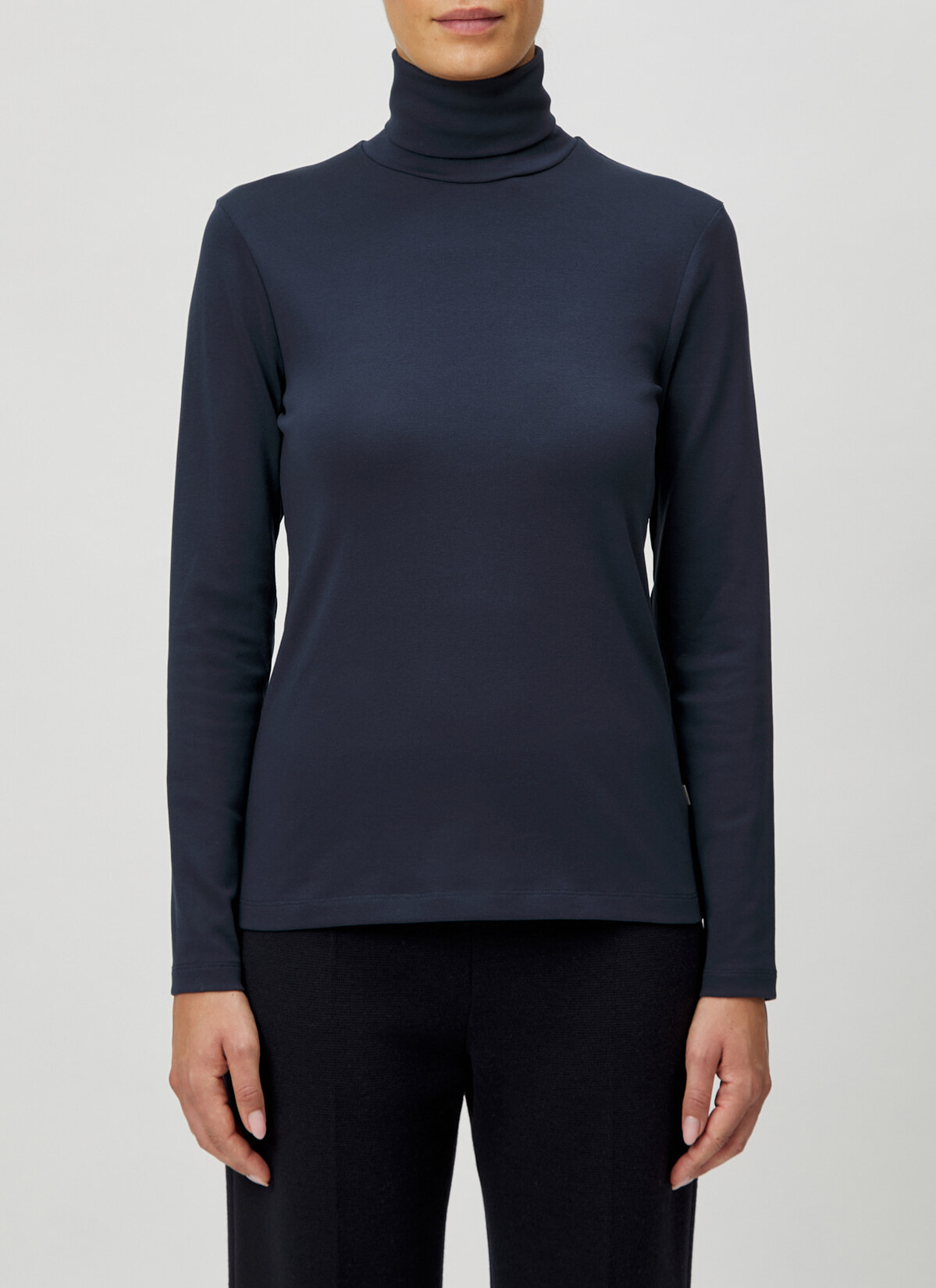Rollkragenlongsleeve, Navy Frontansicht