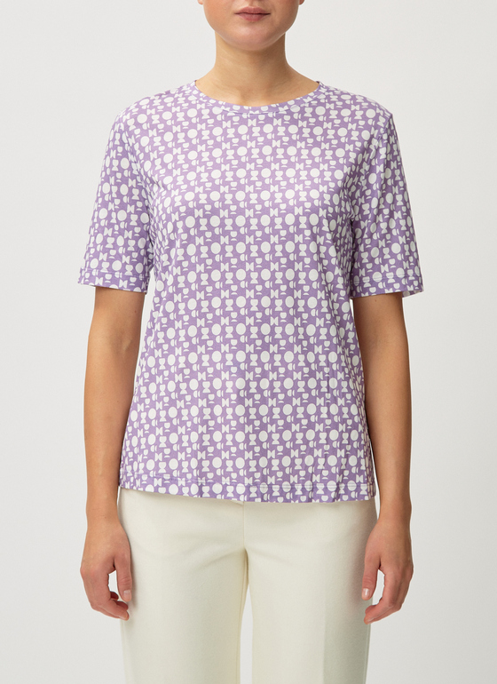 T-Shirt Rundhals 1/2 Arm Purple Cream Frontansicht