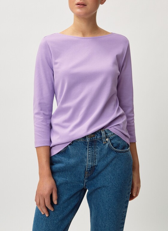 T-Shirt Rundhals 1/2 Arm Purple Cream Frontansicht