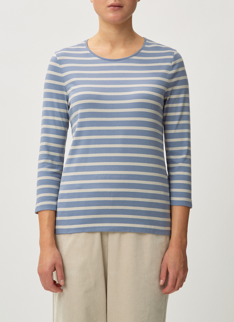 Shirt Rundhals 3/4 Arm, Whale Blue/Oat Milk Detailansicht 1