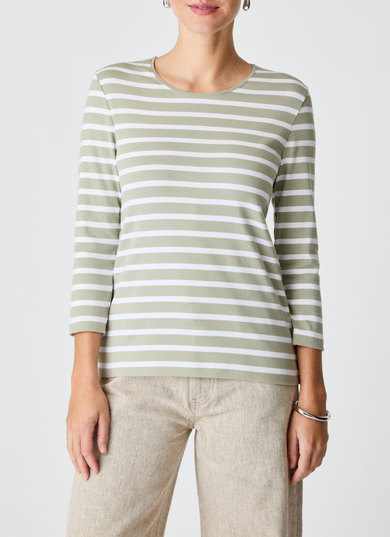 Shirt Rundhals 3/4 Arm Matcha Tea Frontansicht