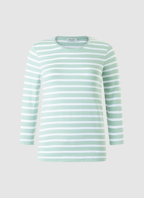 Shirt Rundhals 3/4 Arm Pastel Pistachio Frontansicht