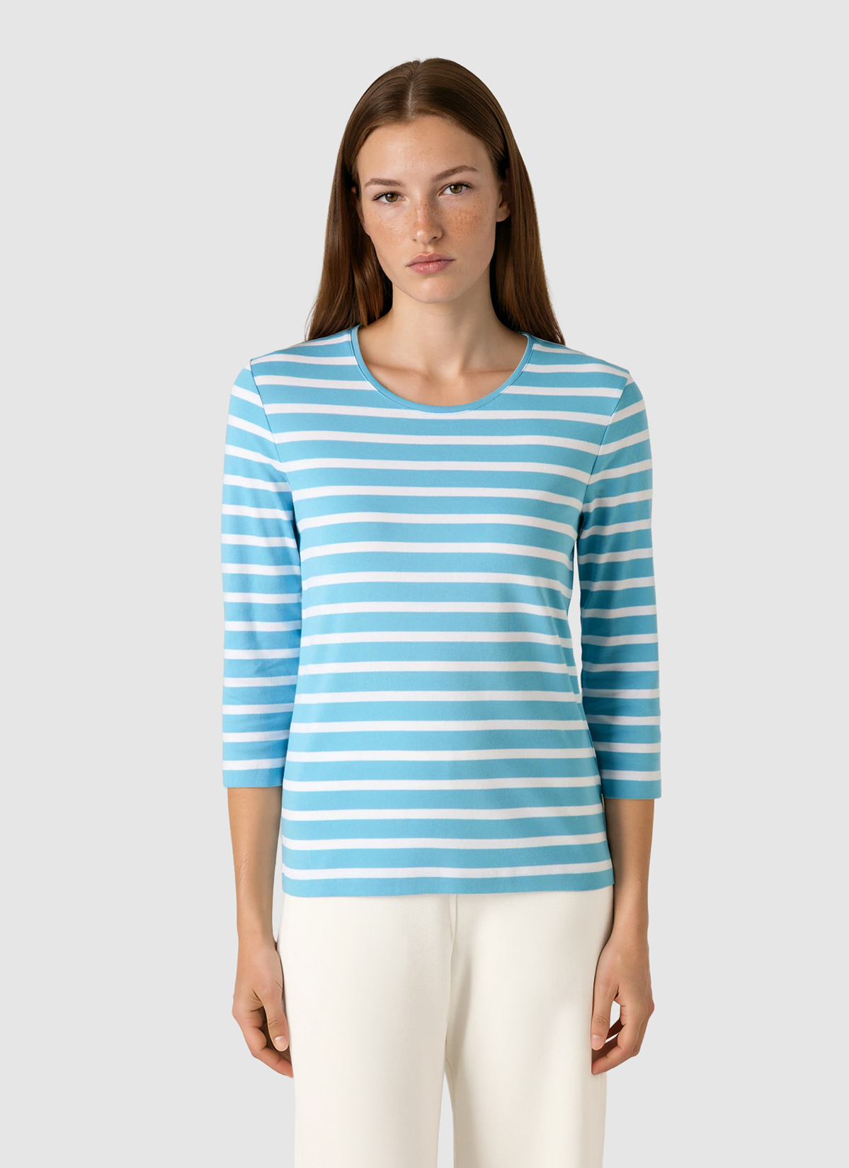 Shirt Rundhals 3/4 Arm, Delphinium Blue Frontansicht