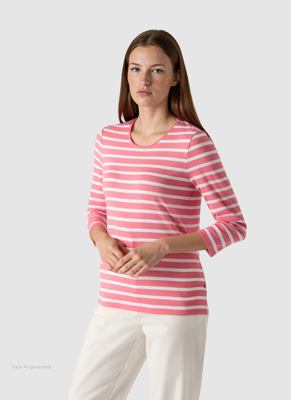 Shirt Rundhals 3/4 Arm, Desert Rose Frontansicht