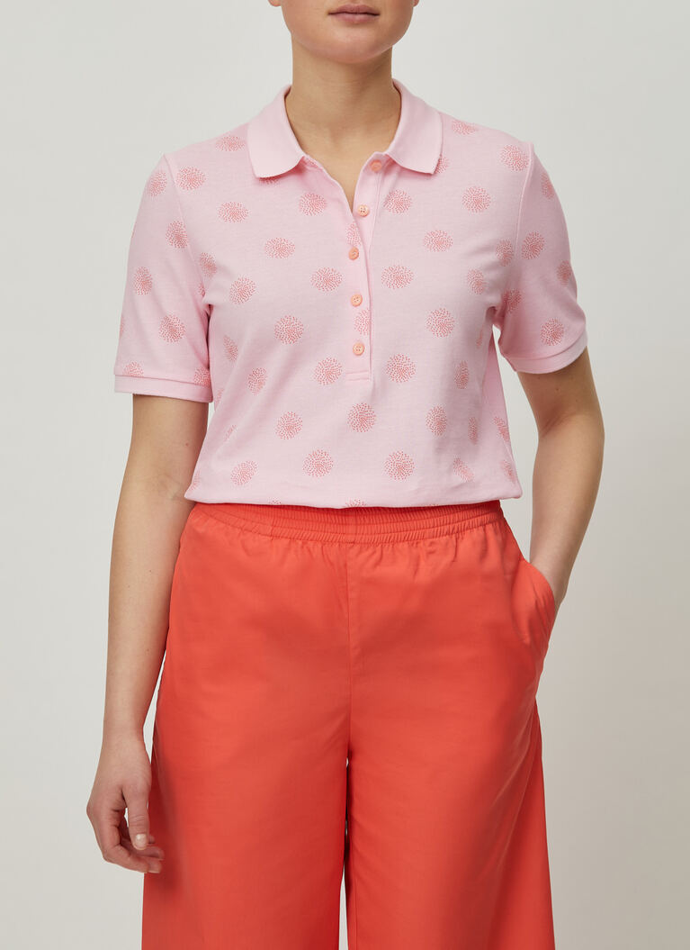 Poloshirt, Knopf 1/2 Arm, Pinkish Blossom Frontansicht