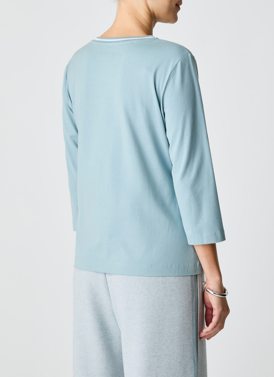 Longsleeve Rundhals 3/4 Arm Lake Blue Frontansicht