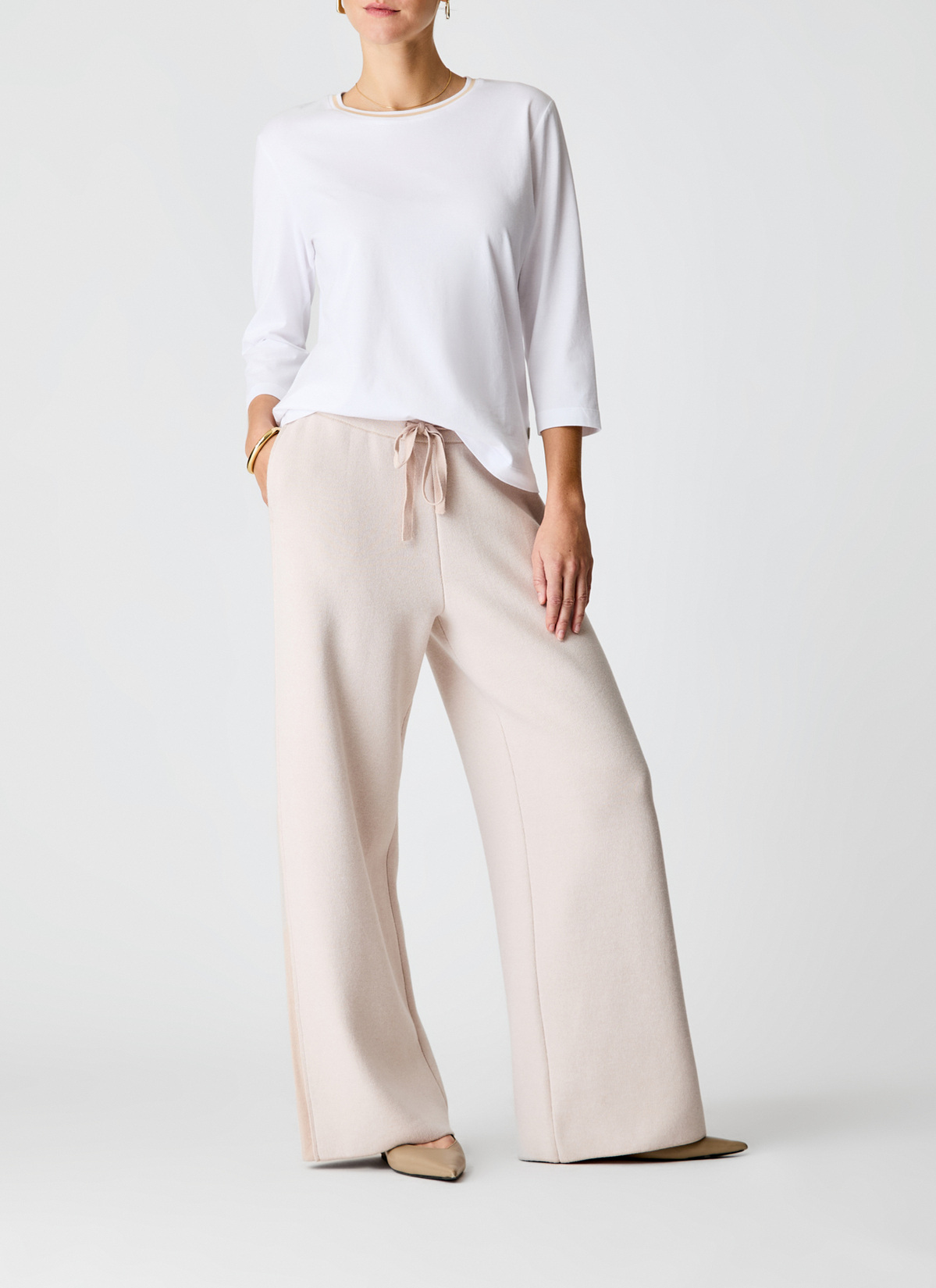 Longsleeve Rundhals 3/4 Arm, Pure White Detailansicht 1