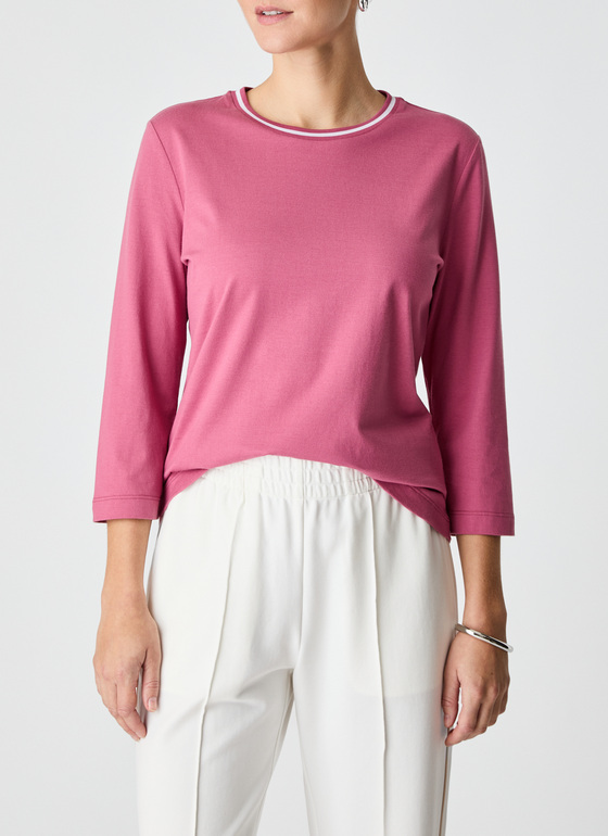 Longsleeve Rundhals 3/4 Arm Smoky Pink Frontansicht